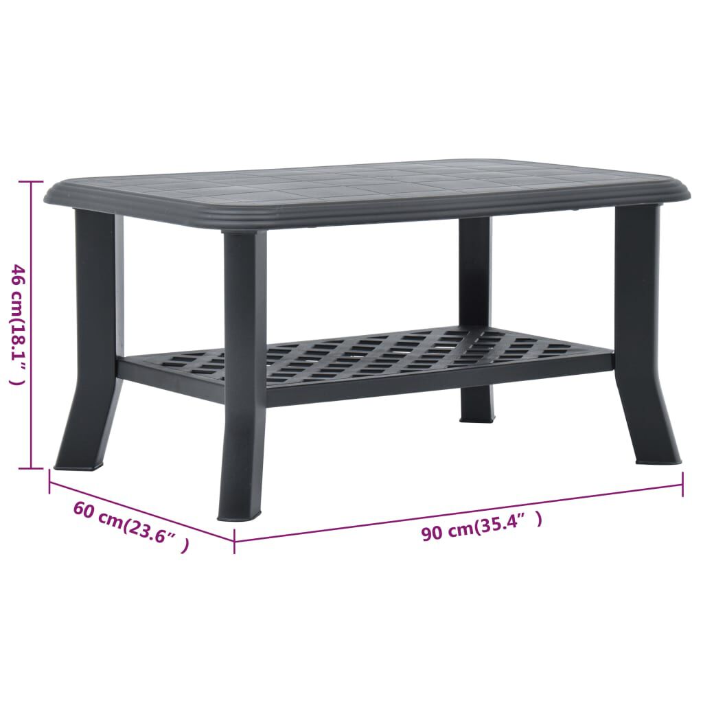vidaXL Coffee Table Anthracite 90x60x46 cm Plastic