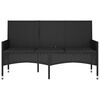 vidaXL 3-Seater Garden Bench with Cushions Black Poly Rattan