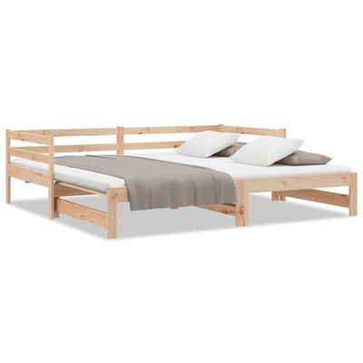 vidaXL Pull-out Day Bed without Mattress Solid Wood Pine 90x200 cm