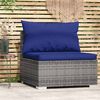 vidaXL Garden Middle Sofa with Cushions Grey Poly Rattan
