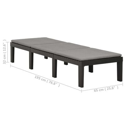 vidaXL Sun Lounger with Cushion Plastic Anthracite, anthracite vidaXL Sun Lounger with Cushion Plastic Anthracite