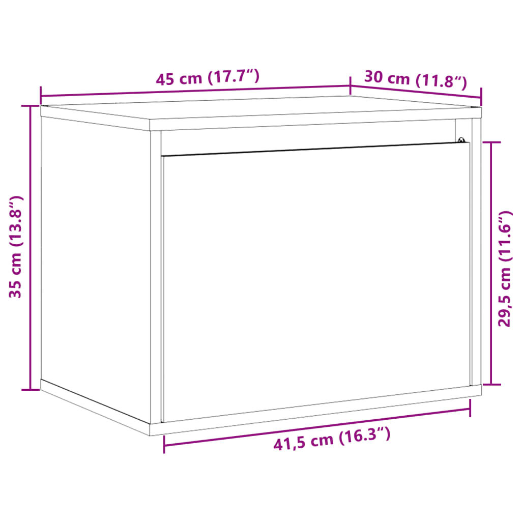 vidaXL Wall Cabinet 45x30x35 cm Solid Pinewood