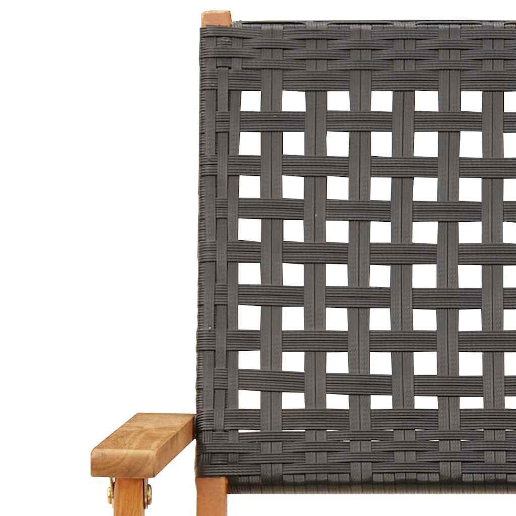 vidaXL Folding Garden Chairs 6 pcs Black Poly Rattan and Solid Wood