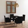 vidaXL 5 Piece Garden Dining Set Poly Rattan Black