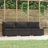 vidaXL 3-Seater Sofa with Cushions Black Poly Rattan