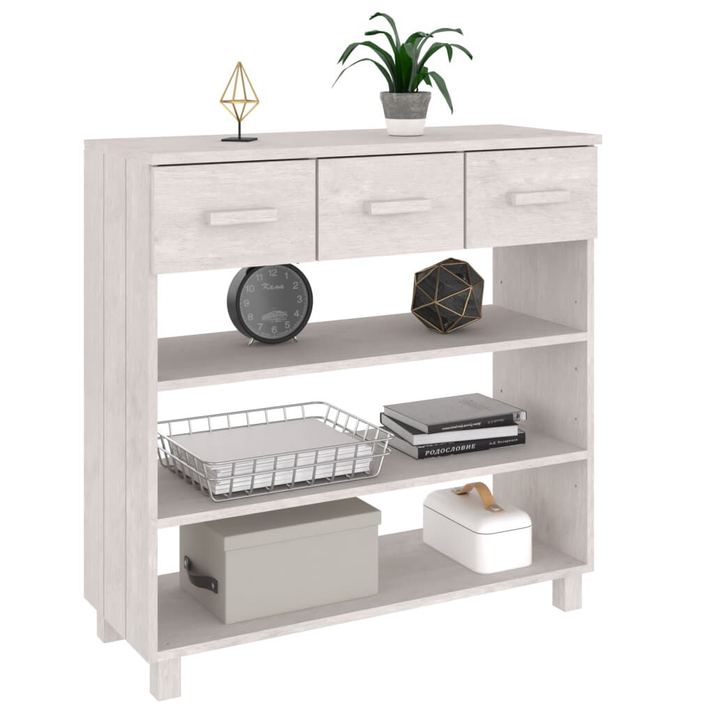 vidaXL Console Table HAMAR White 90x35x90 cm Solid Wood Pine