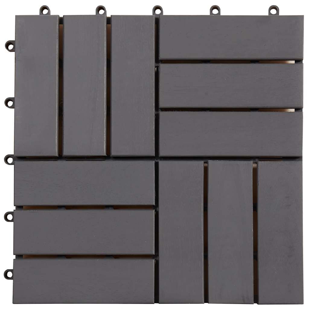 vidaXL Decking Tiles 10 pcs Grey Wash 30x30 cm Solid Acacia Wood
