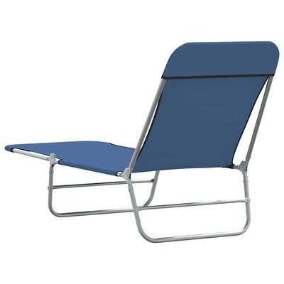 vidaXL Folding Sun Loungers 2 pcs Steel and Fabric Blue, dark blue vidaXL Folding Sun Loungers 2 pcs Steel and Fabric Blue