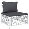 vidaXL 4 Piece Garden Lounge Set with Cushions White Steel