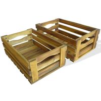 vidaXL Apple Crate Set 2 Pieces Solid Acacia Wood,  vidaXL Apple Crate Set 2 Pieces Solid Acacia Wood