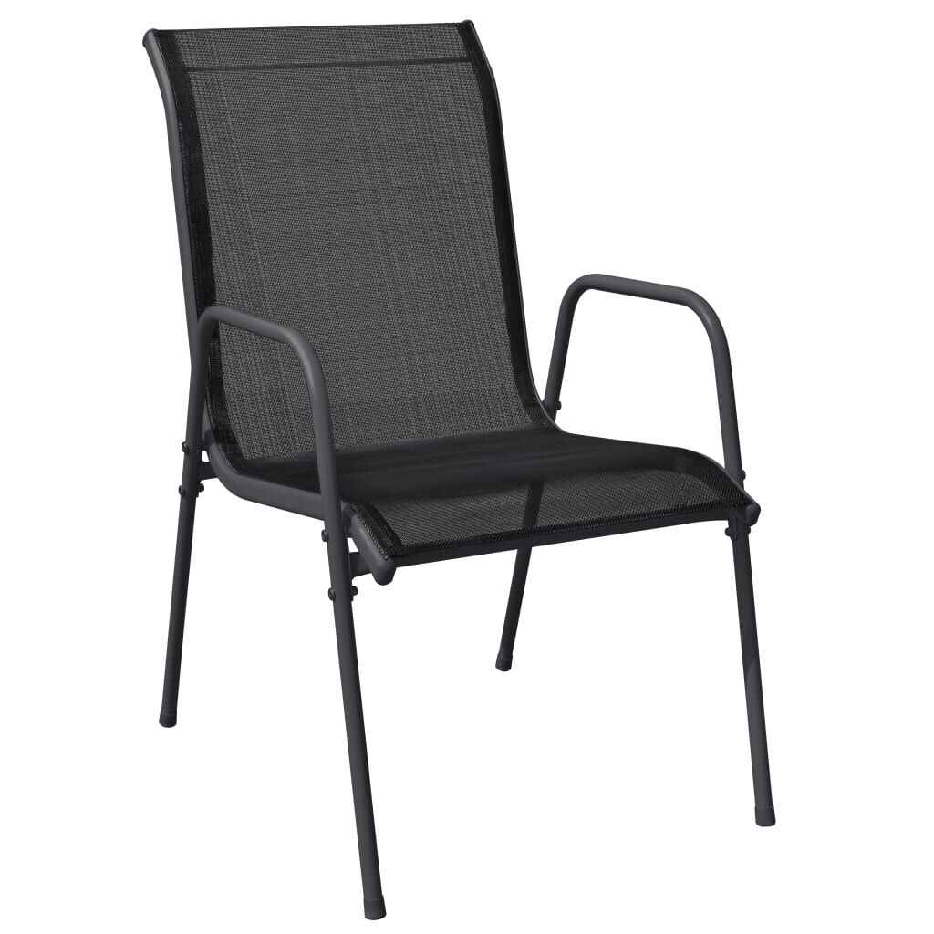 vidaXL 5 Piece Garden Dining Set Black Steel and Textilene