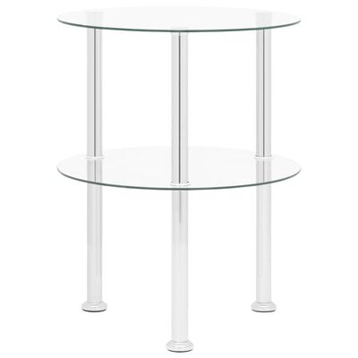 vidaXL 2-Tier Side Table Transparent 38 cm Tempered Glass