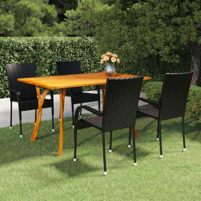 vidaXL 5 Piece Garden Dining Set Black