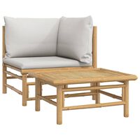 vidaXL 2 Piece Garden Lounge Set with Light Grey Cushions Bamboo, light grey vidaXL 2 Piece Garden Lounge Set with Light Grey Cushions Bamboo