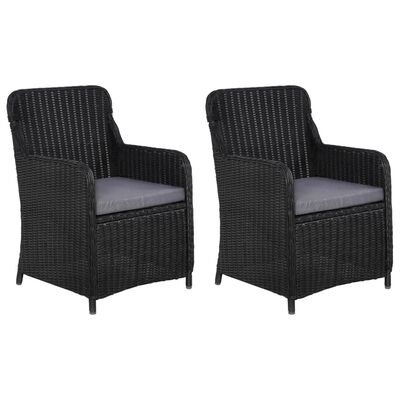 vidaXL Outdoor Chairs with Cushions 2 pcs Poly Rattan Black, black vidaXL Outdoor Chairs with Cushions 2 pcs Poly Rattan Black