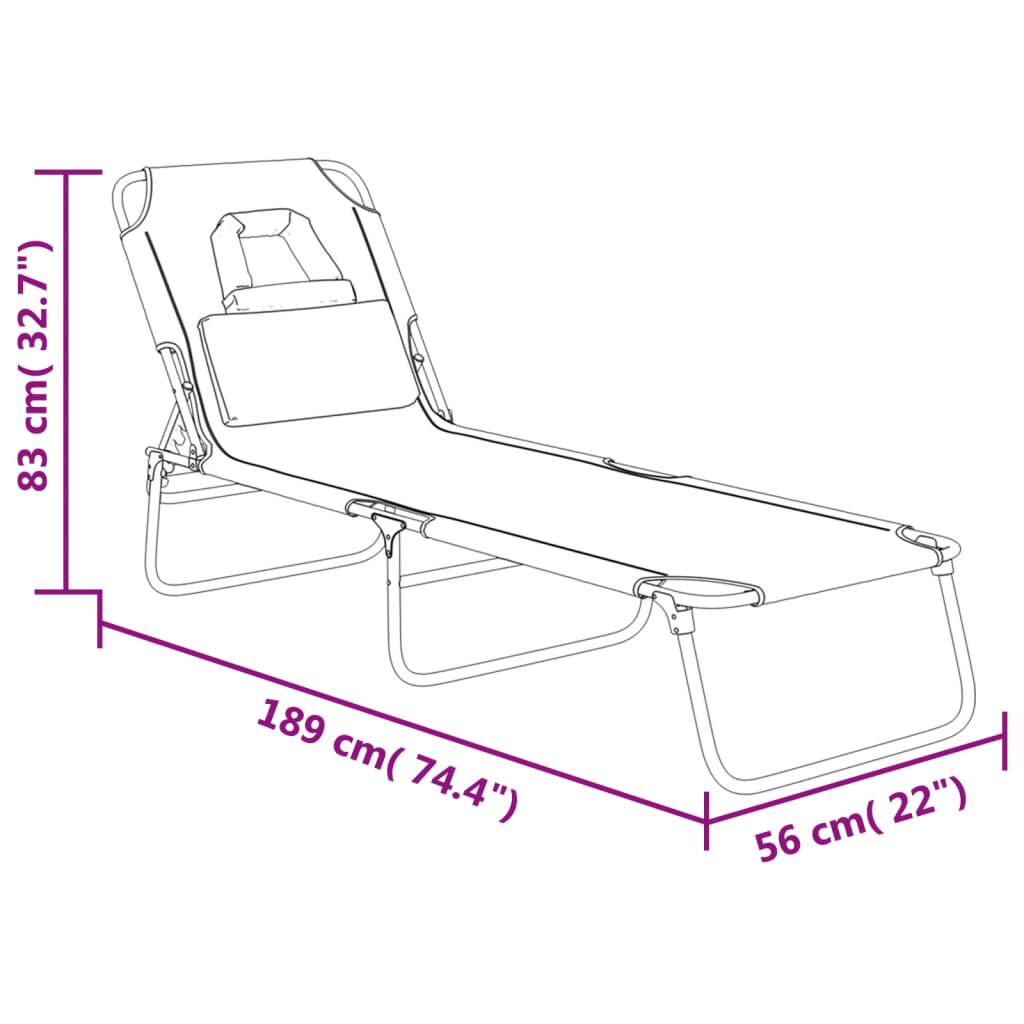 vidaXL Folding Sun Lounger Grey Oxford Fabric&Powder-coated Steel