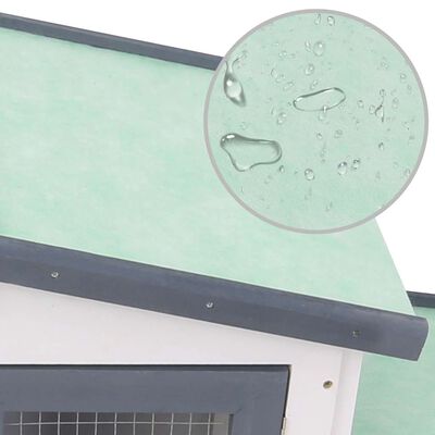 vidaXL Outdoor Large Rabbit Hutch Grey and White 201x45x85 cm Wood, grey and white vidaXL Outdoor Large Rabbit Hutch Grey and White 201x45x85 cm Wood