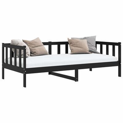 vidaXL Day Bed without Mattress Black Solid Wood Pine 90x200cm, black vidaXL Day Bed without Mattress Black Solid Wood Pine 90x200cm