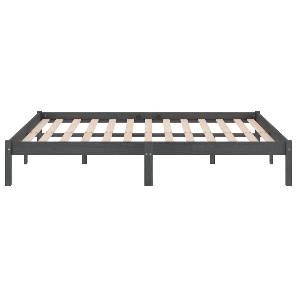 vidaXL Bed Frame without Mattress Grey Solid Wood 140x200 cm
