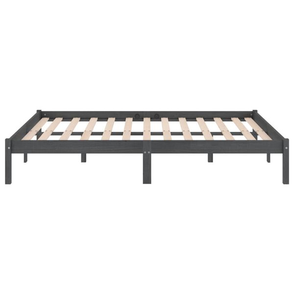 vidaXL Bed Frame without Mattress Grey Solid Wood 140x200 cm