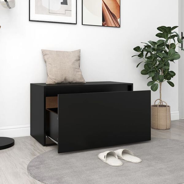 vidaXL Hall Bench 80x40x45 cm Black Engineered Wood