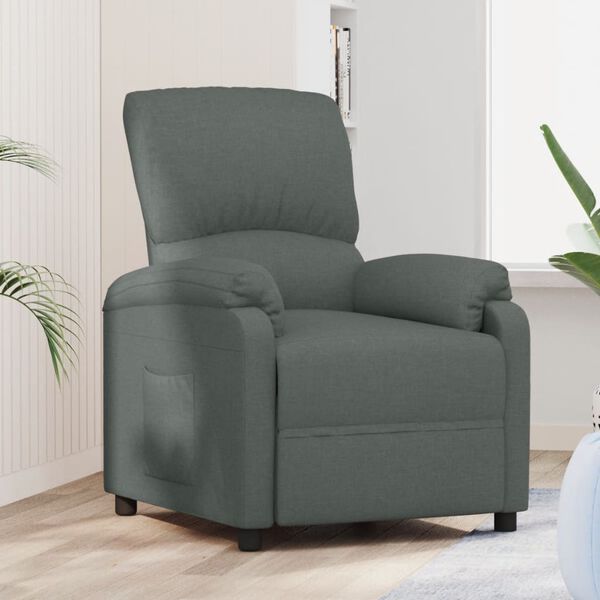 vidaXL Recliner Chair Dark Grey Fabric
