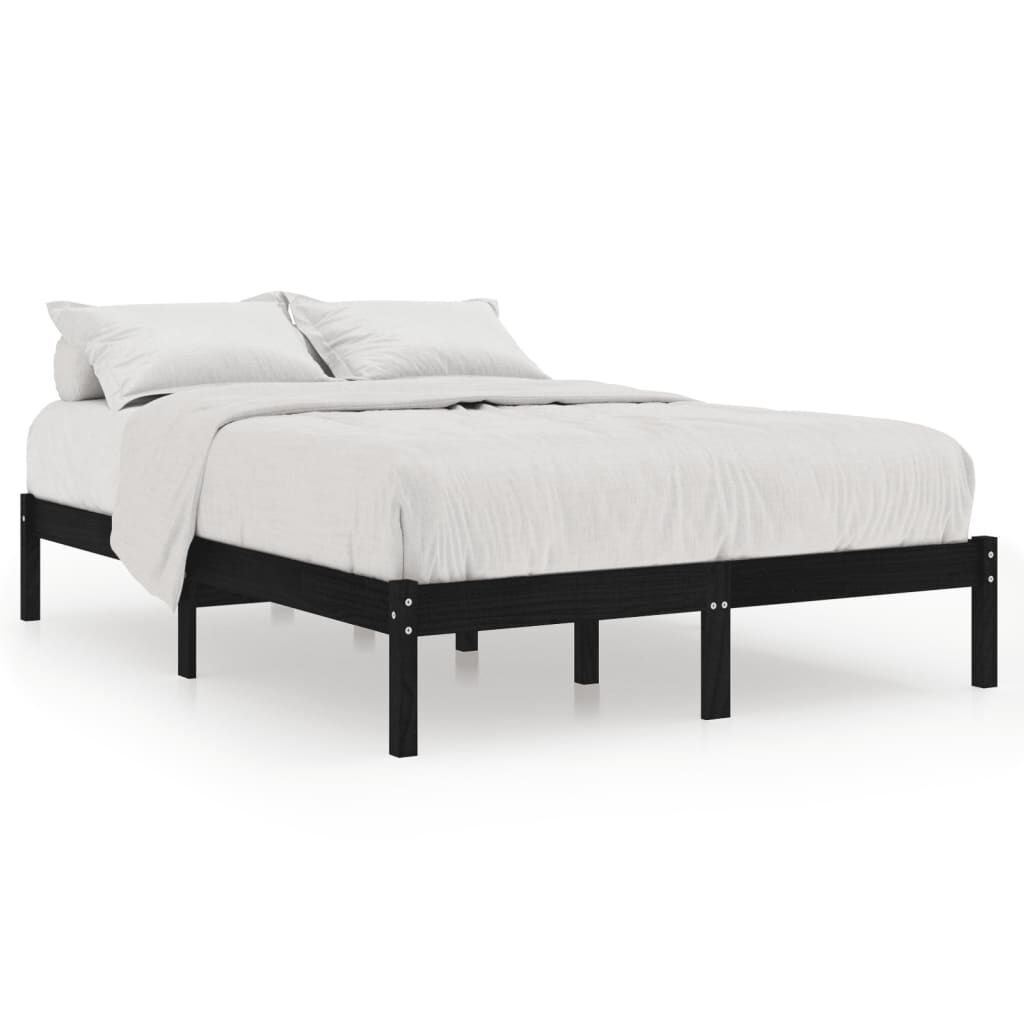 vidaXL Bed Frame without Mattress Black Solid Wood 120x200 cm