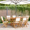 vidaXL Folding Garden Chairs 6 pcs Cream White Fabric and Solid Wood