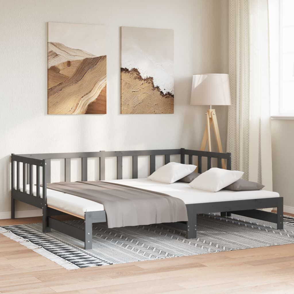 vidaXL Pull-out Day Bed without Mattress Grey 2x(90x200)cm