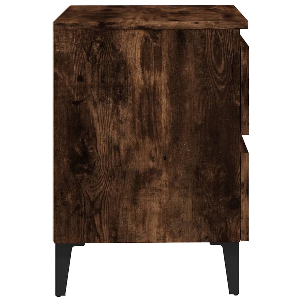 vidaXL Bed Cabinet with Metal Legs Smoked Oak 40x35x50 cm