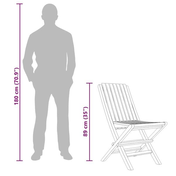 vidaXL Folding Garden Chairs 4 pcs 47x47x89 cm Solid Wood Teak