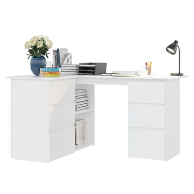 vidaXL Corner Desk White 145x100x76 cm Engineered Wood, white vidaXL Corner Desk White 145x100x76 cm Engineered Wood