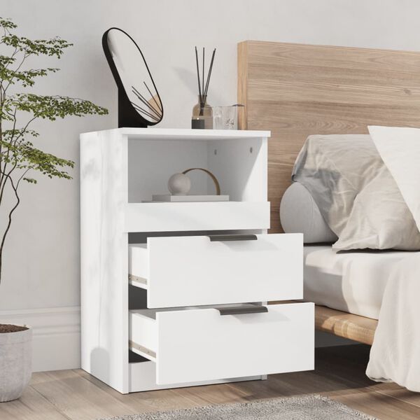vidaXL Bedside Cabinet White Engineered Wood