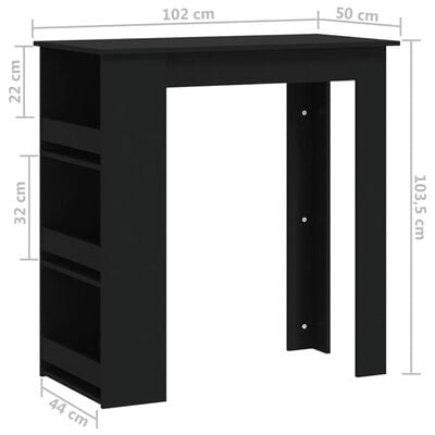 vidaXL Bar Table with Storage Rack Black 102x50x103.5 cm Engineered Wood, black vidaXL Bar Table with Storage Rack Black 102x50x103.5 cm Engineered Wood