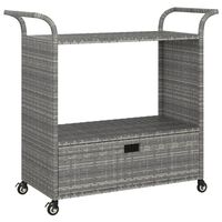 vidaXL Bar Cart with Drawer Grey 100x45x97 cm Poly Rattan, grey vidaXL Bar Cart with Drawer Grey 100x45x97 cm Poly Rattan