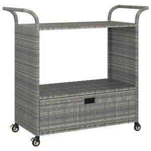 vidaXL Bar Cart with Drawer Grey 100x45x97 cm Poly Rattan