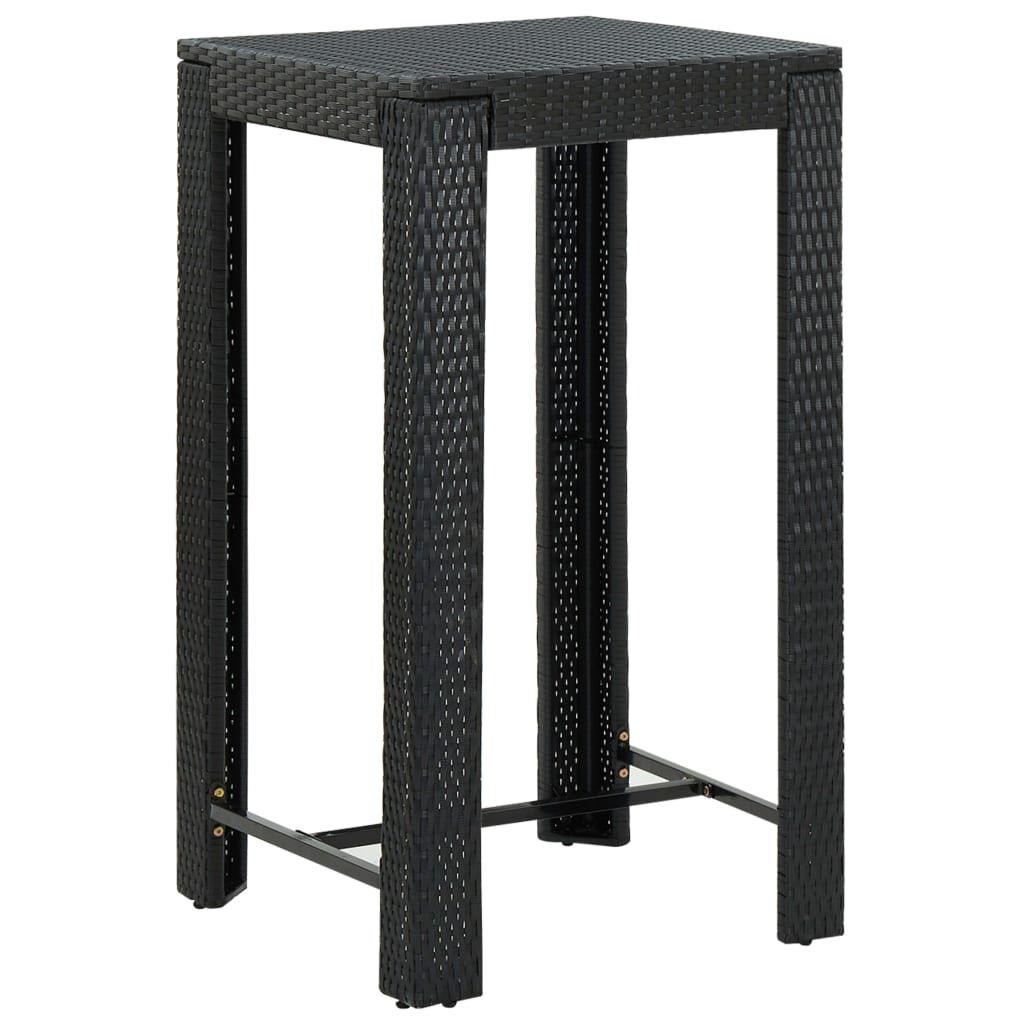 vidaXL 3 Piece Outdoor Bar Set with Cushions Poly Rattan Black