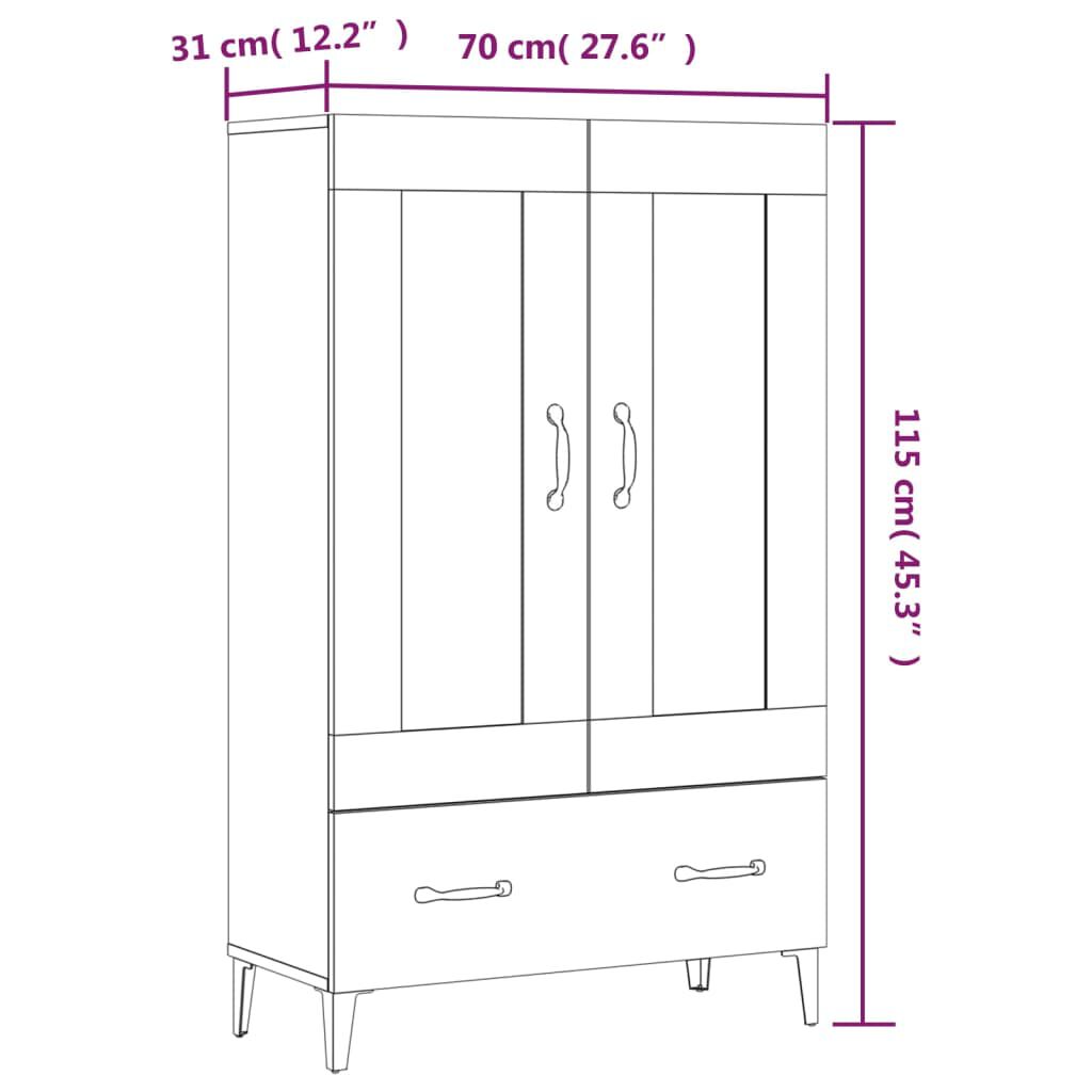 vidaXL Highboard White 70x31x115 cm Engineered Wood