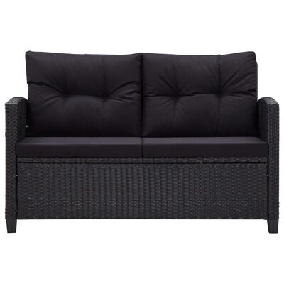 vidaXL 2-Seater Garden Sofa with Cushions Black 124 cm Poly Rattan, black vidaXL 2-Seater Garden Sofa with Cushions Black 124 cm Poly Rattan