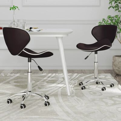 vidaXL Swivel Dining Chairs 2 pcs Brown Faux Leather