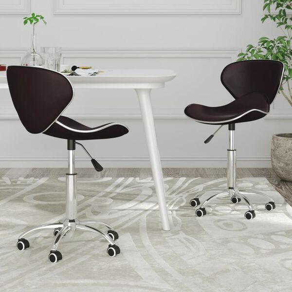 vidaXL Swivel Dining Chairs 2 pcs Brown Faux Leather