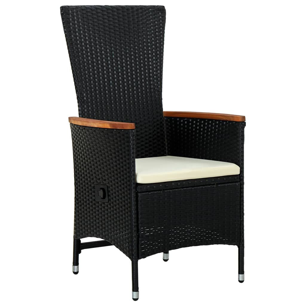 vidaXL Outdoor Chairs 2 pcs with Cushions Poly Rattan Black
