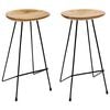 vidaXL Bar Stool | Natural wood and black | Fine sanded teak hardwood and iron