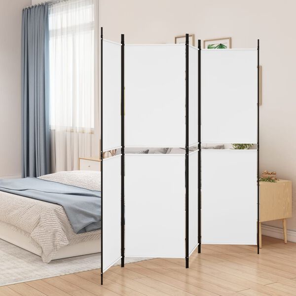 vidaXL 4-Panel Room Divider White 200x180 cm Fabric