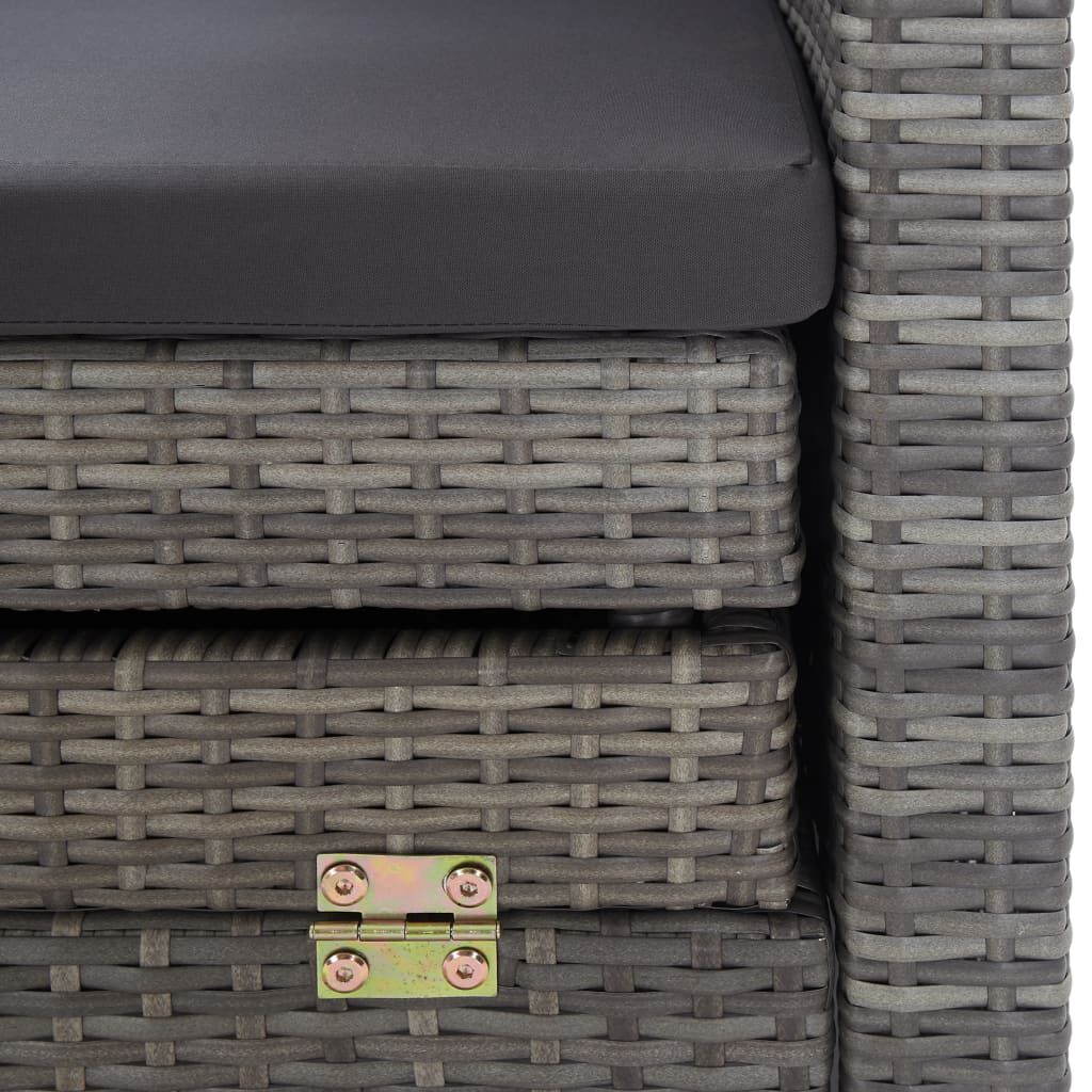 vidaXL Extendable 3-Seater Sofa Bed with Roof Poly Rattan Grey