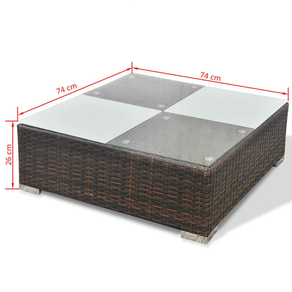 vidaXL 10 Piece Garden Lounge Set with Cushions Poly Rattan Brown