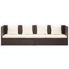 vidaXL Garden Bed with Cushion & Pillows Poly Rattan Brown