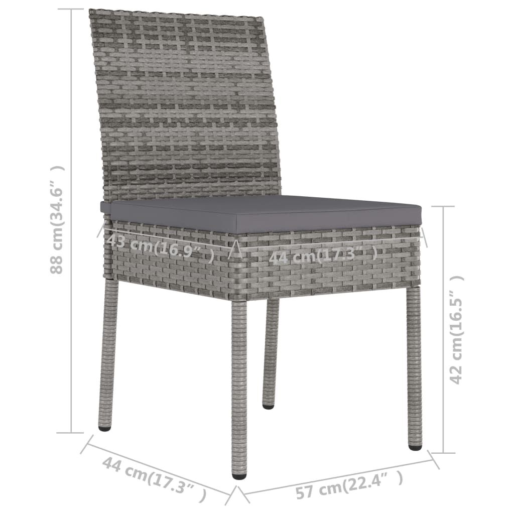 vidaXL 7 Piece Garden Dining Set Poly Rattan Grey