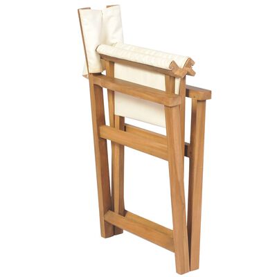 vidaXL Folding Director's Chair Solid Teak Wood, cream vidaXL Folding Director's Chair Solid Teak Wood