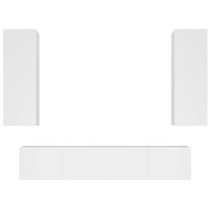 vidaXL 4 Piece TV Cabinet Set White Engineered Wood